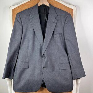 Tom James Suit Mens 44R Gray 2 Button 100% Wool Full Canvas Bespoke 34x29 Pleat